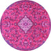 Round Persian Pink Traditional Rug, tr4527pnk