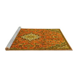 Sideview of Machine Washable Persian Yellow Traditional Rug, wshtr4527yw