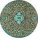 Round Persian Turquoise Traditional Rug, tr4527turq