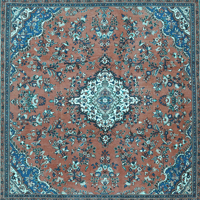 Square Machine Washable Persian Light Blue Traditional Rug, wshtr4527lblu