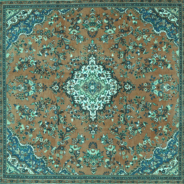 Square Machine Washable Persian Turquoise Traditional Area Rugs, wshtr4527turq