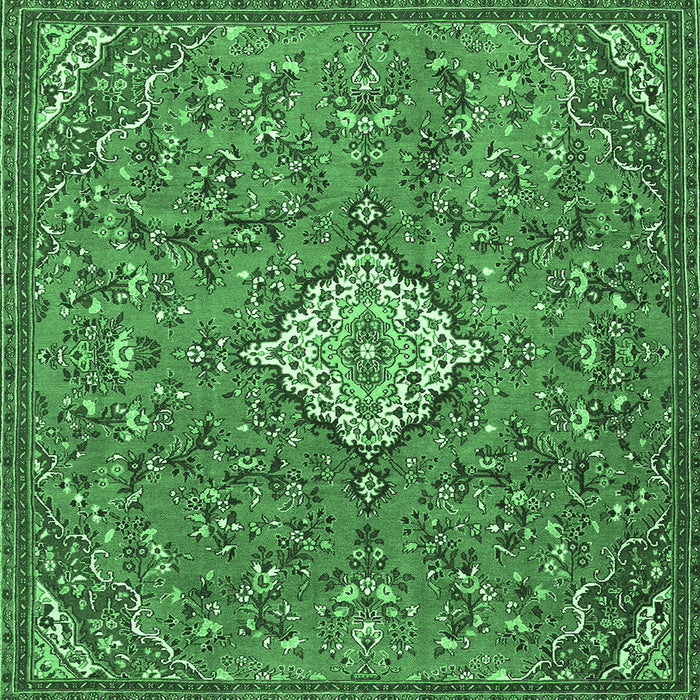 Square Persian Emerald Green Traditional Rug, tr4527emgrn