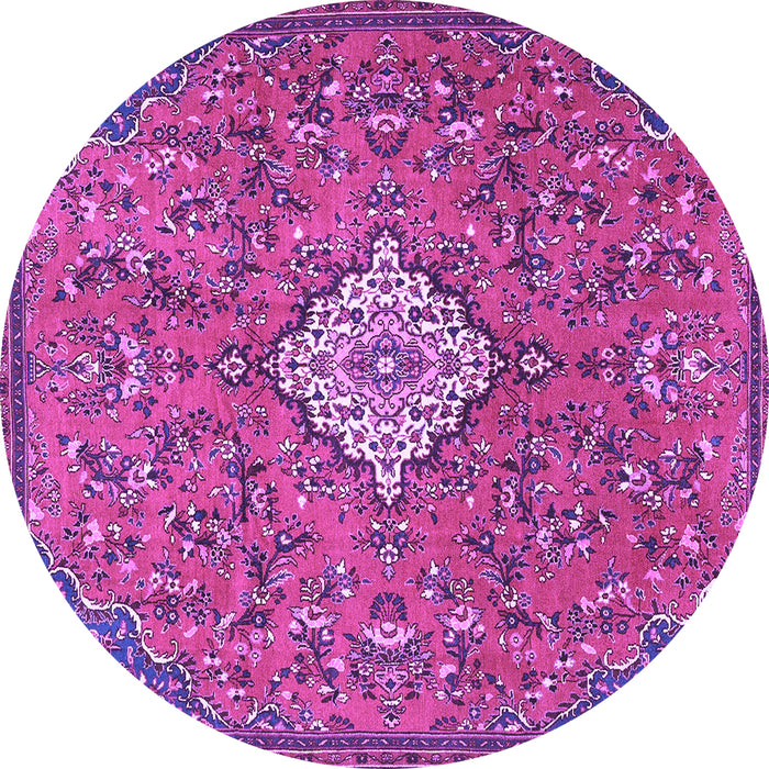 Round Machine Washable Persian Purple Traditional Area Rugs, wshtr4527pur