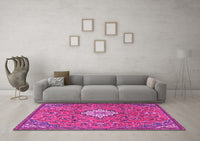 Machine Washable Persian Pink Traditional Rug, wshtr4527pnk