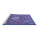 Sideview of Machine Washable Persian Blue Traditional Rug, wshtr4527blu