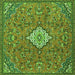 Round Machine Washable Persian Green Traditional Area Rugs, wshtr4527grn