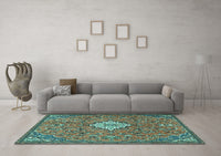 Machine Washable Persian Turquoise Traditional Rug, wshtr4527turq