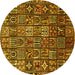 Round Persian Yellow Traditional Rug, tr4528yw