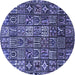 Round Persian Blue Traditional Rug, tr4528blu