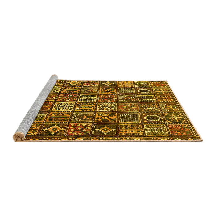 Sideview of Machine Washable Persian Yellow Traditional Rug, wshtr4528yw
