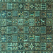 Square Machine Washable Persian Turquoise Traditional Area Rugs, wshtr4528turq