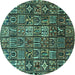 Round Machine Washable Persian Turquoise Traditional Area Rugs, wshtr4528turq