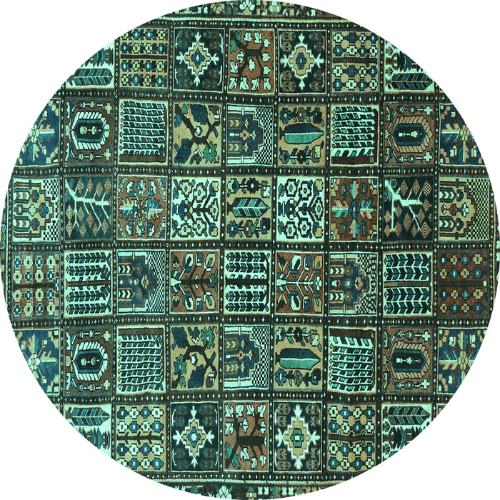 Round Persian Turquoise Traditional Rug, tr4528turq