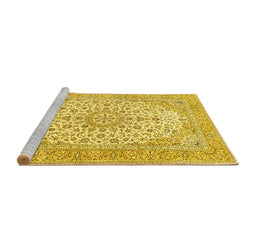 Sideview of Machine Washable Persian Yellow Traditional Rug, wshtr4529yw