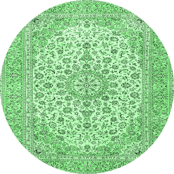 Round Persian Emerald Green Traditional Rug, tr4529emgrn