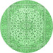Round Persian Emerald Green Traditional Rug, tr4529emgrn