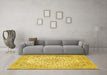 Machine Washable Persian Yellow Traditional Rug in a Living Room, wshtr4529yw