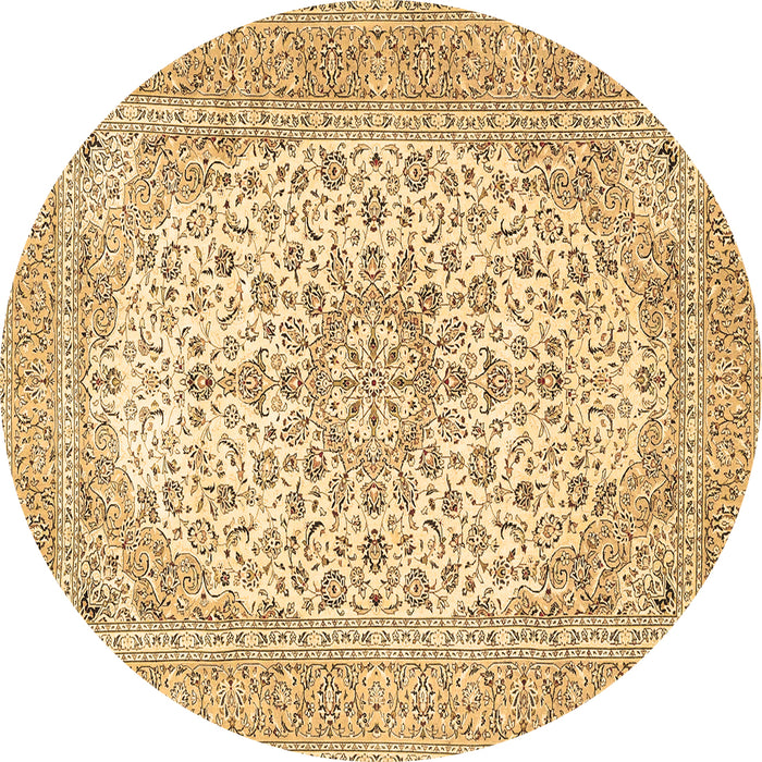 Round Persian Brown Traditional Rug, tr4529brn