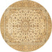 Round Persian Brown Traditional Rug, tr4529brn