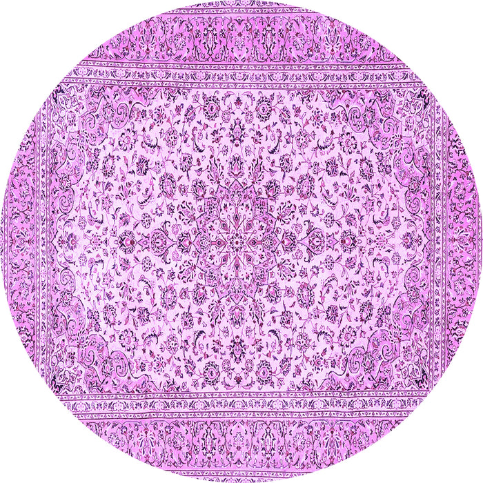 Round Machine Washable Persian Purple Traditional Area Rugs, wshtr4529pur