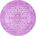 Round Machine Washable Persian Purple Traditional Area Rugs, wshtr4529pur