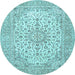 Round Machine Washable Persian Light Blue Traditional Rug, wshtr4529lblu