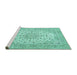 Sideview of Machine Washable Persian Turquoise Traditional Area Rugs, wshtr4529turq