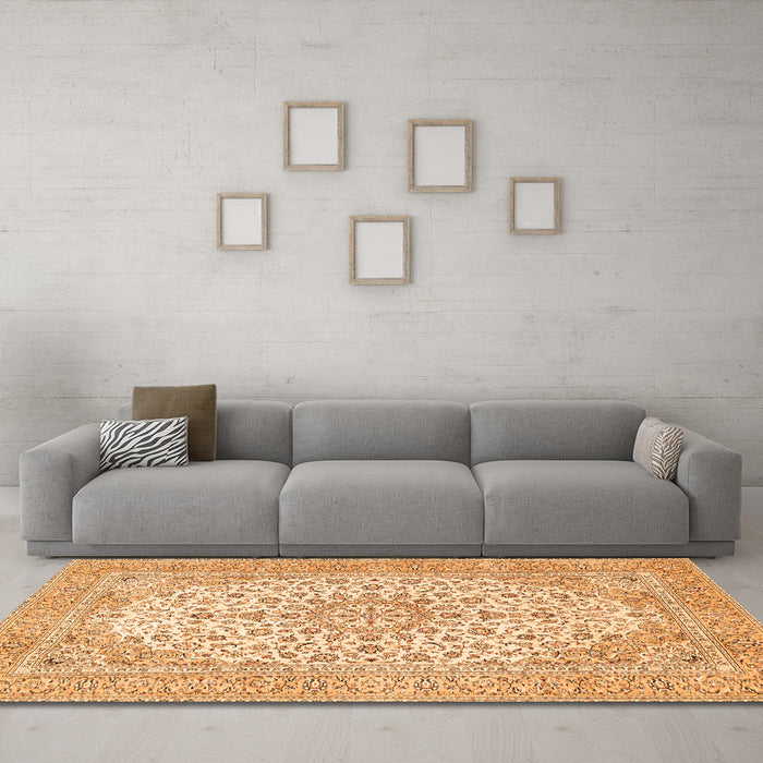 Machine Washable Persian Orange Traditional Area Rugs in a Living Room, wshtr4529org