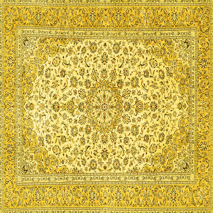 Square Machine Washable Persian Yellow Traditional Rug, wshtr4529yw