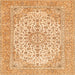 Round Machine Washable Persian Orange Traditional Area Rugs, wshtr4529org