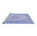 Sideview of Machine Washable Persian Blue Traditional Rug, wshtr4529blu