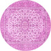 Round Machine Washable Persian Pink Traditional Rug, wshtr4529pnk