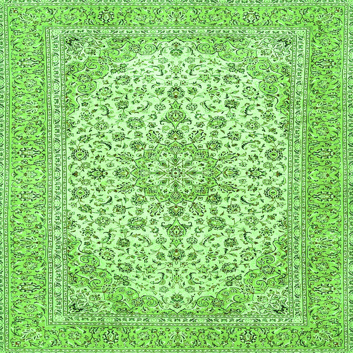 Round Machine Washable Persian Green Traditional Area Rugs, wshtr4529grn