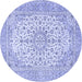 Round Machine Washable Persian Blue Traditional Rug, wshtr4529blu