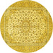 Round Persian Yellow Traditional Rug, tr4529yw