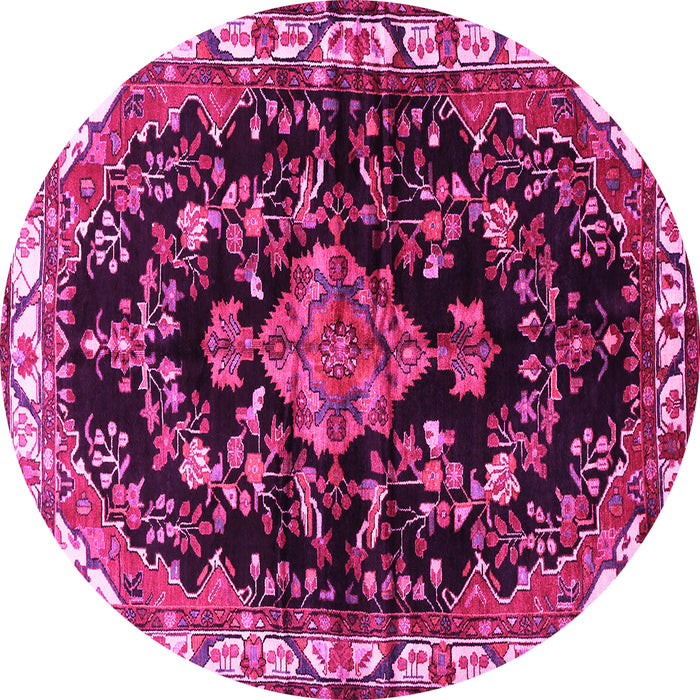 Round Machine Washable Persian Pink Traditional Rug, wshtr452pnk