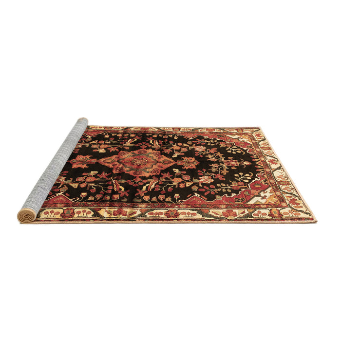 Sideview of Machine Washable Persian Brown Traditional Rug, wshtr452brn