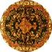 Round Persian Yellow Traditional Rug, tr452yw