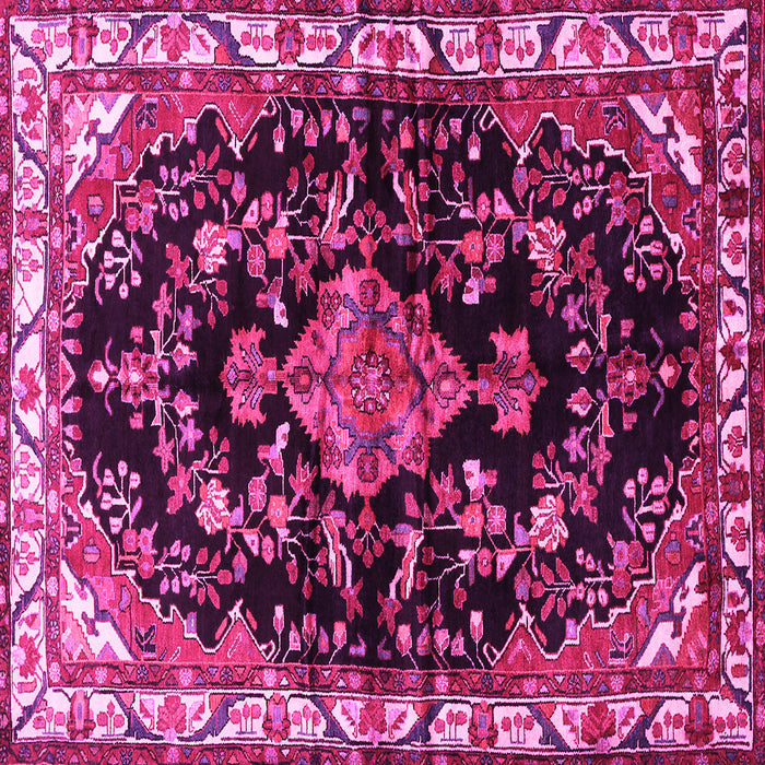Square Machine Washable Persian Pink Traditional Rug, wshtr452pnk