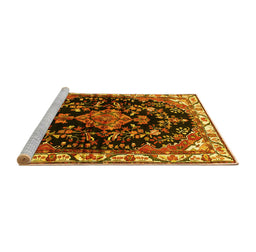 Sideview of Machine Washable Persian Yellow Traditional Rug, wshtr452yw