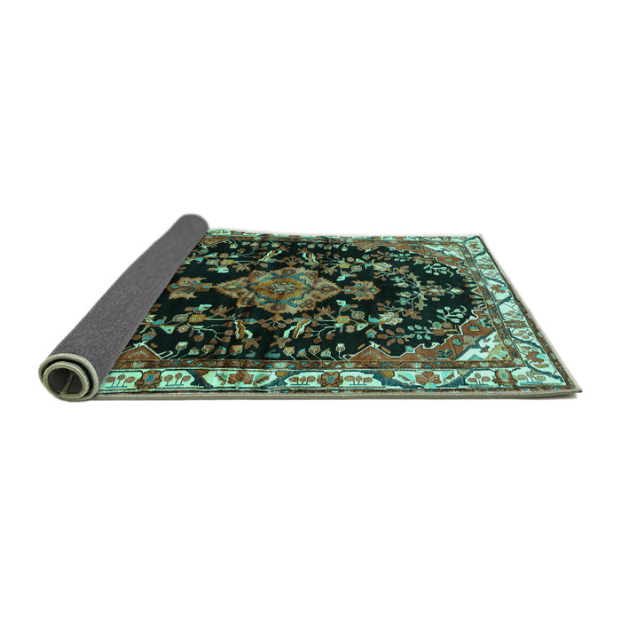 Sideview of Persian Turquoise Traditional Rug, tr452turq