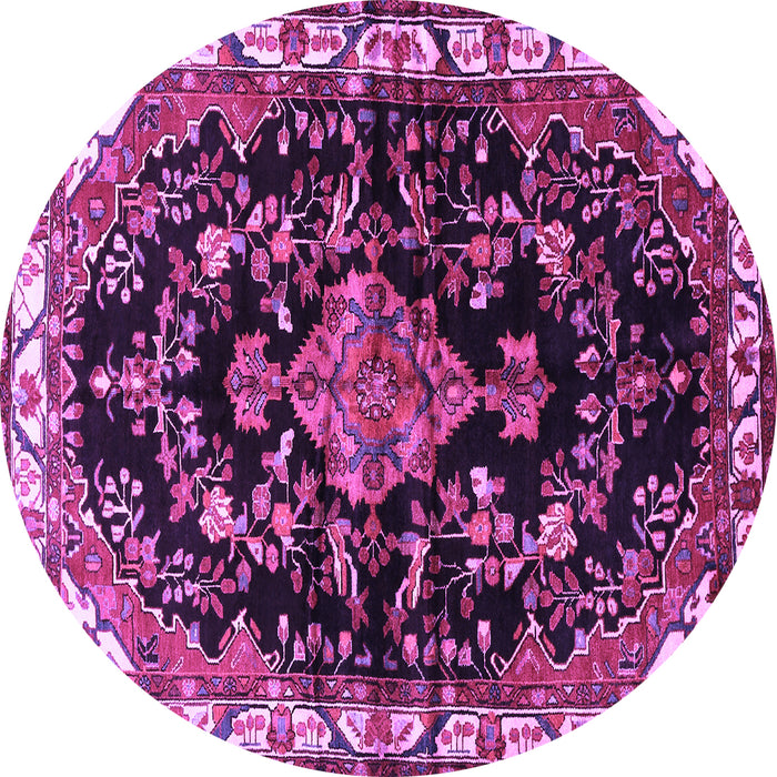 Round Machine Washable Persian Purple Traditional Area Rugs, wshtr452pur
