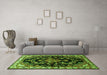 Machine Washable Persian Green Traditional Area Rugs in a Living Room,, wshtr452grn