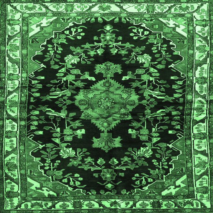 Square Machine Washable Persian Emerald Green Traditional Area Rugs, wshtr452emgrn