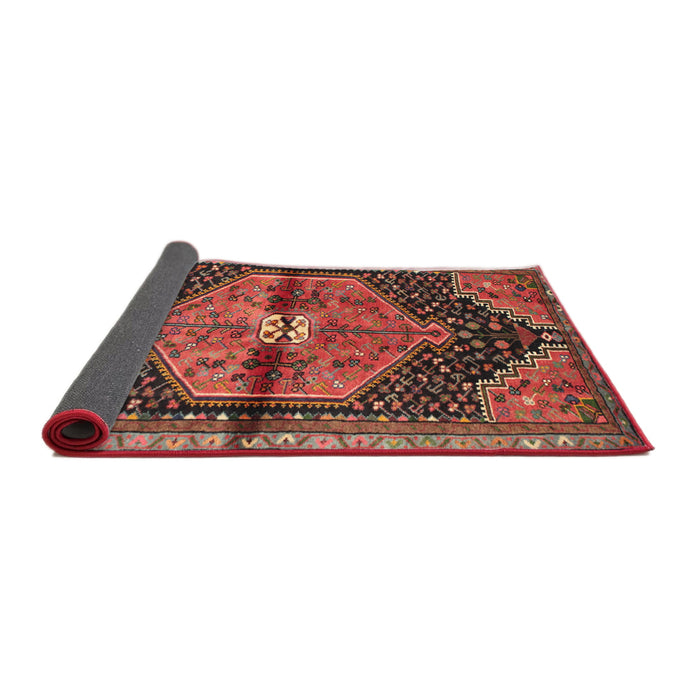 Sideview of Traditional Fire Brick Red Persian Rug, tr453