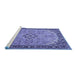 Sideview of Machine Washable Medallion Blue Traditional Rug, wshtr4530blu