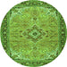 Machine Washable Medallion Green Traditional Area Rugs, wshtr4530grn