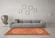 Machine Washable Medallion Orange Traditional Area Rugs in a Living Room, wshtr4530org