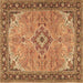 Square Medallion Brown Traditional Rug, tr4530brn