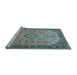 Sideview of Machine Washable Medallion Light Blue Traditional Rug, wshtr4530lblu